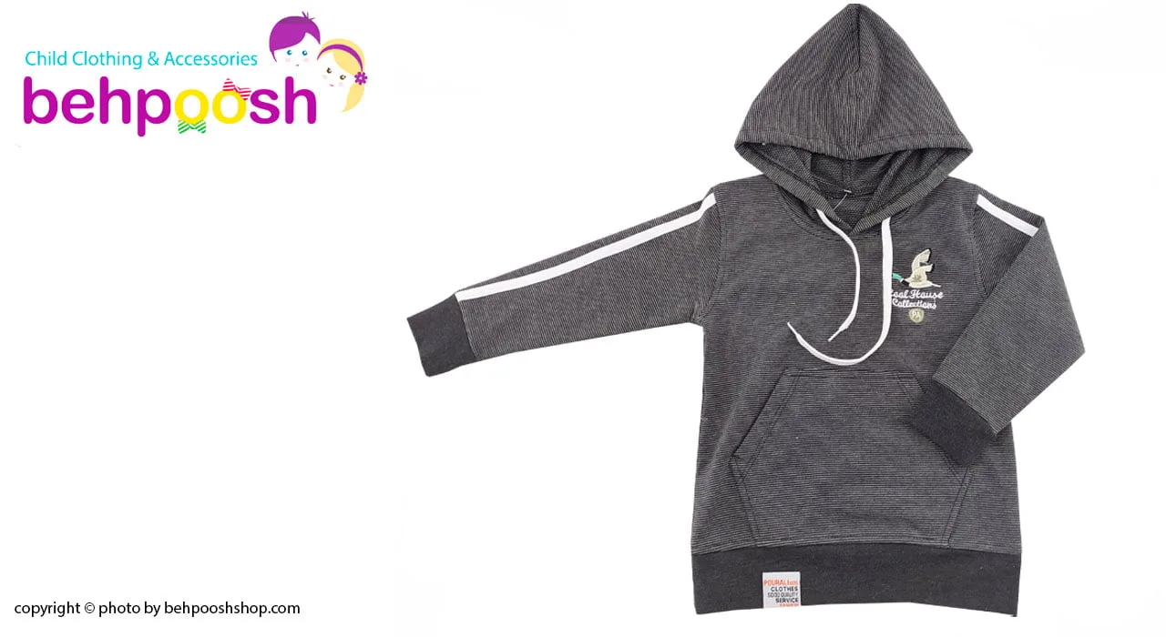 ست سویشرت کلاهدار و شلوار پسرانه طرح راه راه