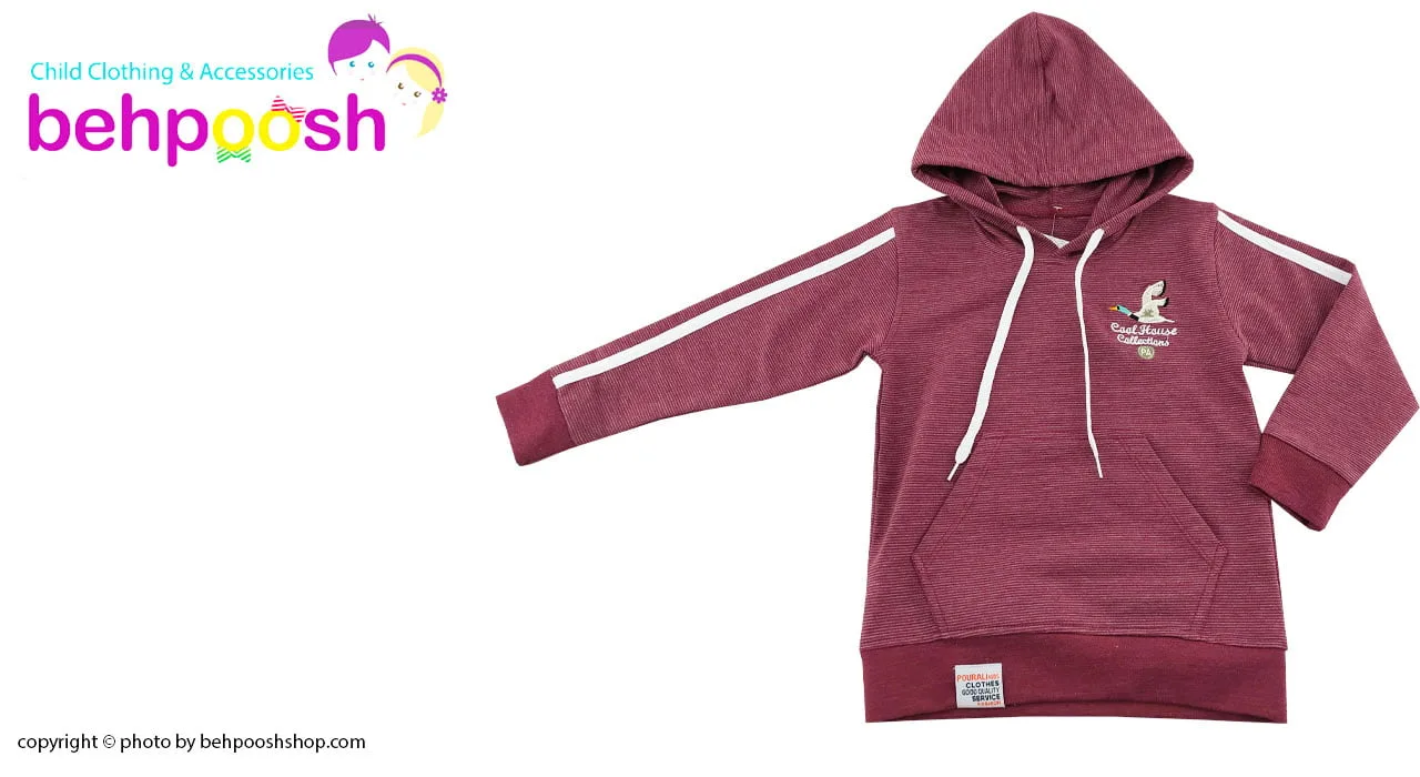 ست سویشرت کلاهدار و شلوار پسرانه طرح راه راه