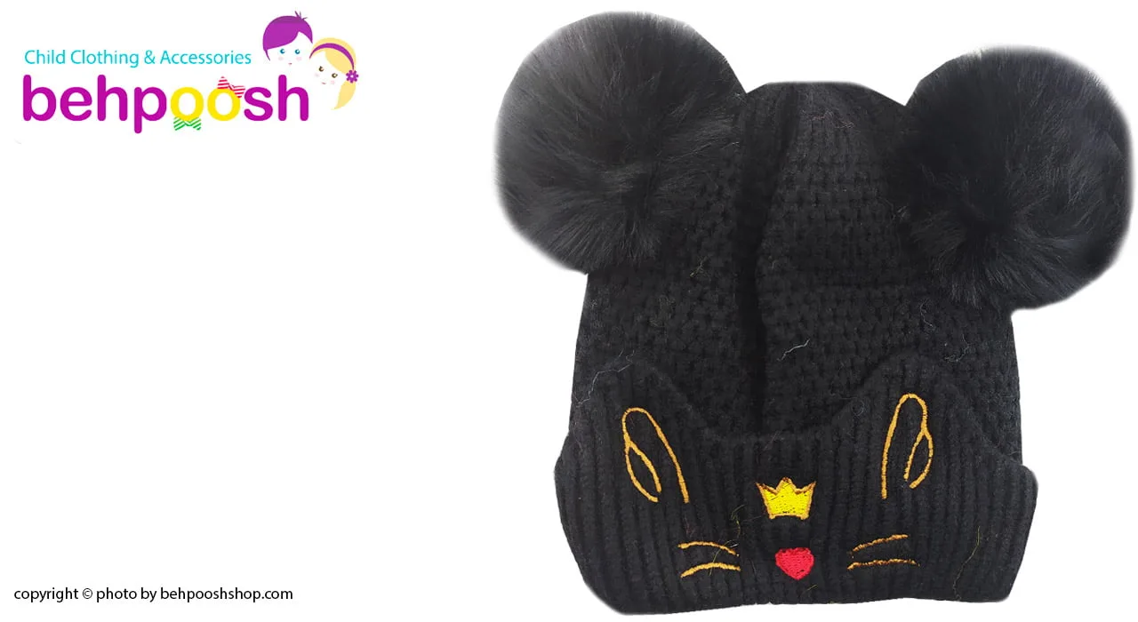 کلاه زمستانی بچگانه جغجغه دار طرح گربه