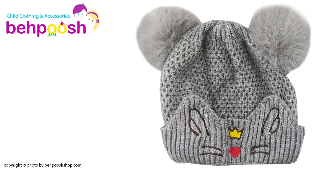 کلاه زمستانی بچگانه جغجغه دار طرح گربه