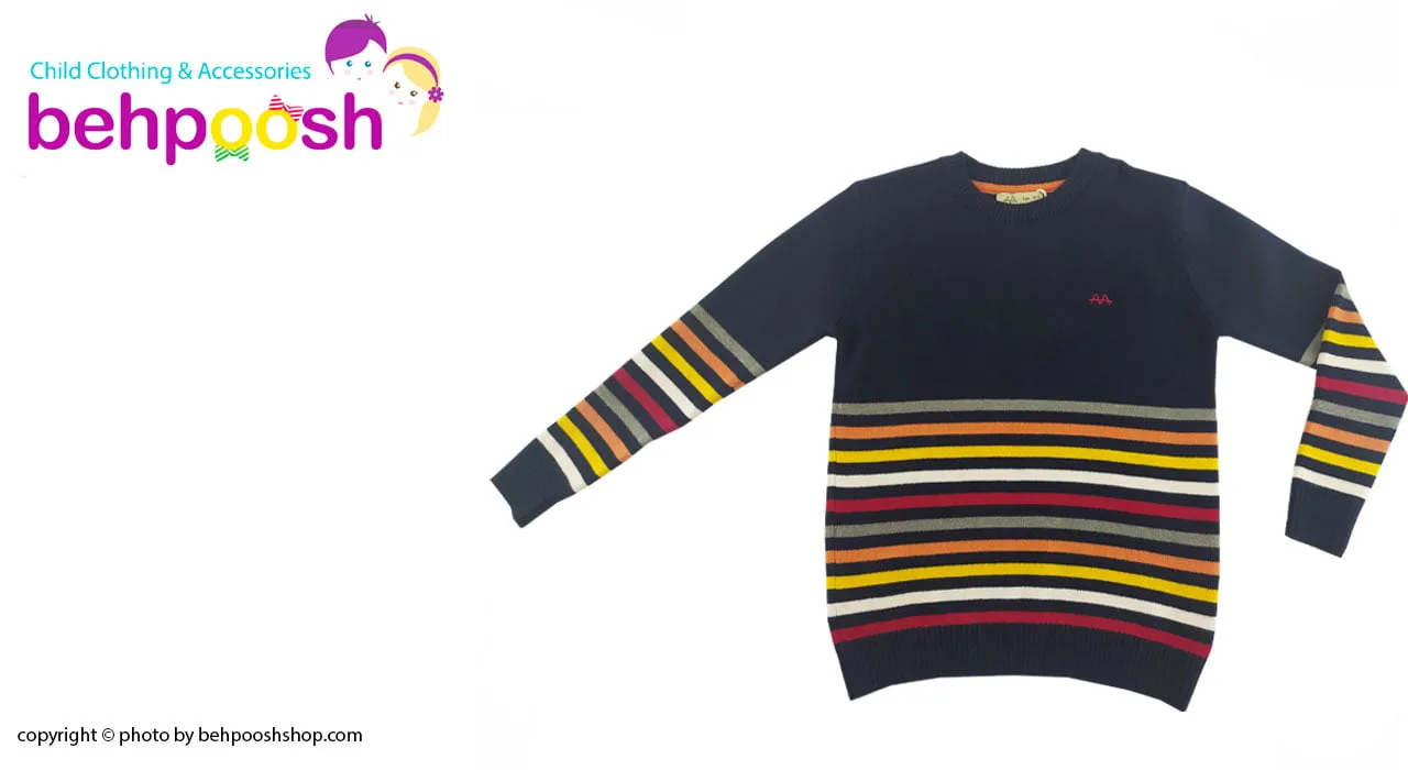 بلوز ریزبافت زمستانی 3 تا 7 سال راه راه رنگی