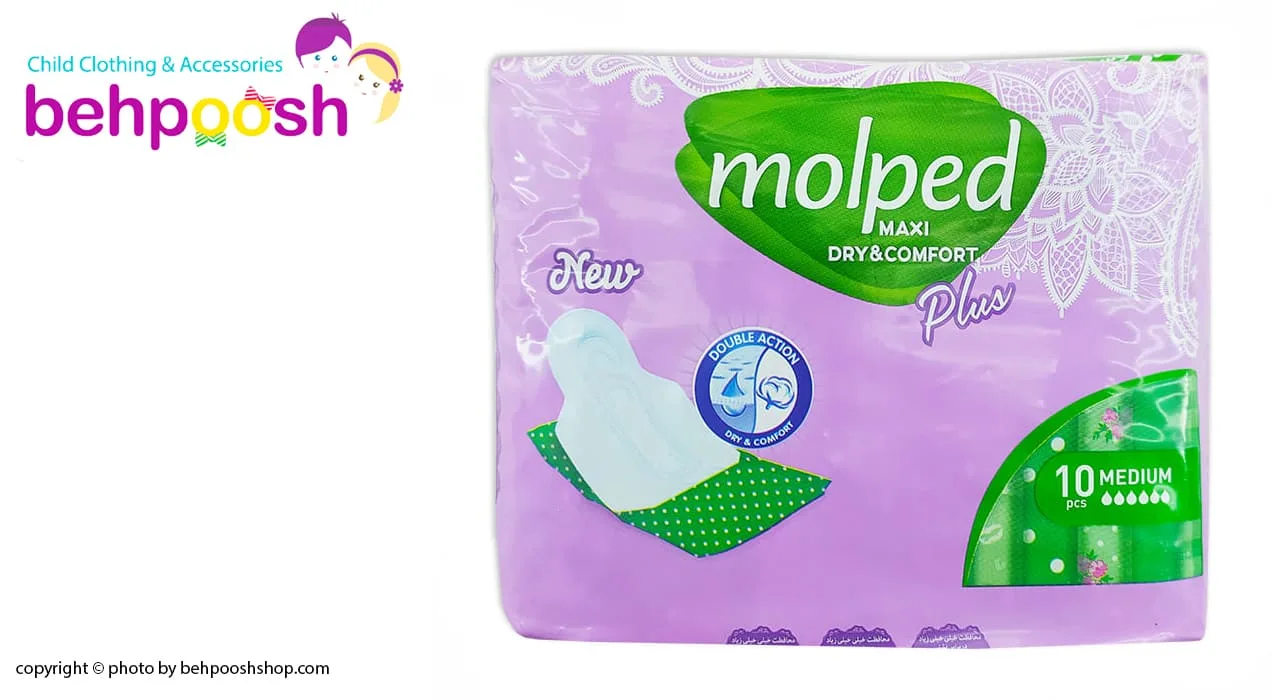 نوار بهداشتی مدل خشک و ضخیم متوسط 10 تایی molped
