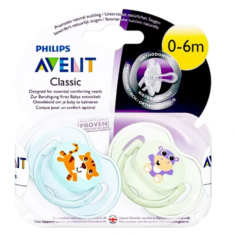 پستانک تکی طرح حیوانات 0-6 ماهگی کلاسیک Avent