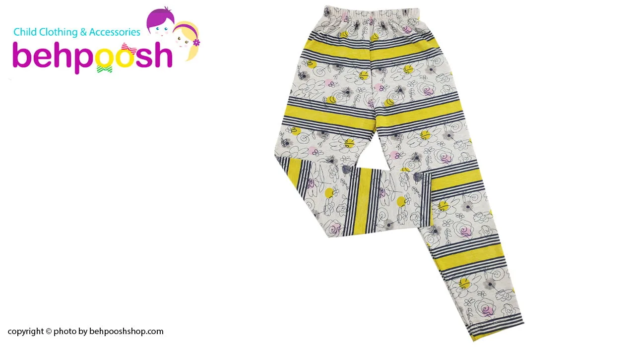 شلوار راحتی بچگانه طرح راه راه زرد 2 تا 8 سال