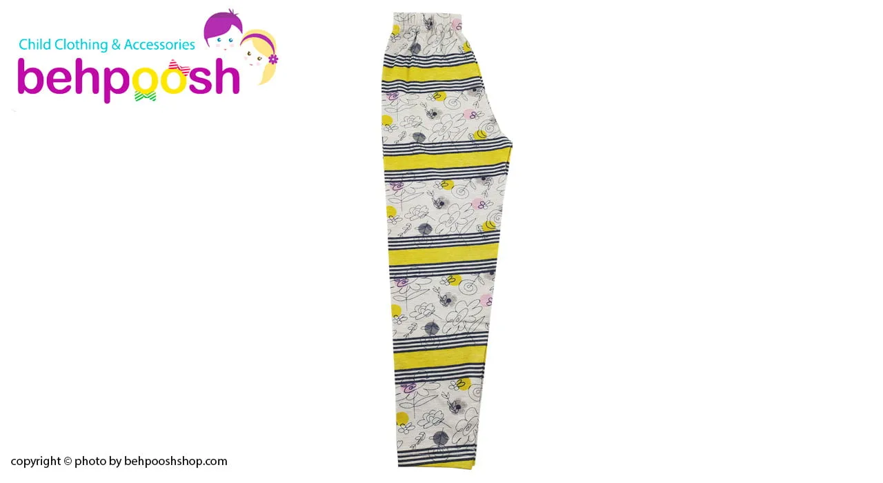 شلوار راحتی بچگانه طرح راه راه زرد 2 تا 8 سال