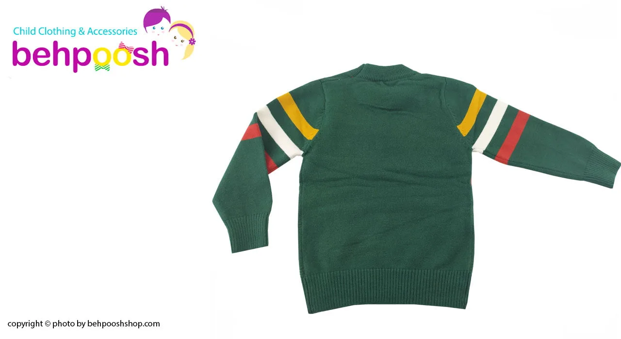 بلوز بافت زمستانی پسرانه 24 تا 48 ماهگی طرح راه راه رنگی