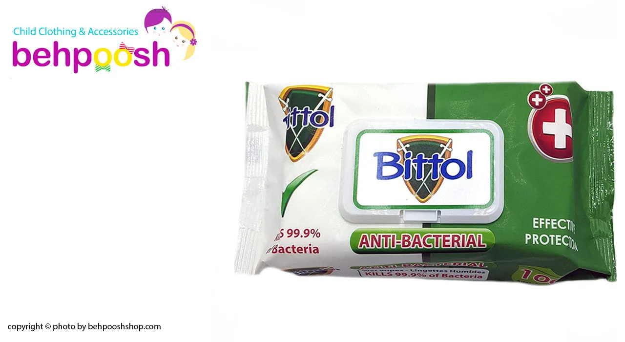 دستمال مرطوب آنتی باکتریال 100 برگی Bittol