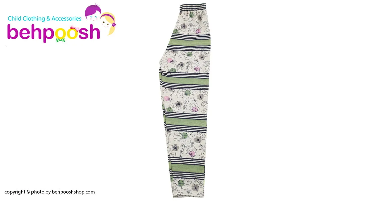 شلوار راحتی بچگانه طرح راه راه سبز 2 تا 8 سال