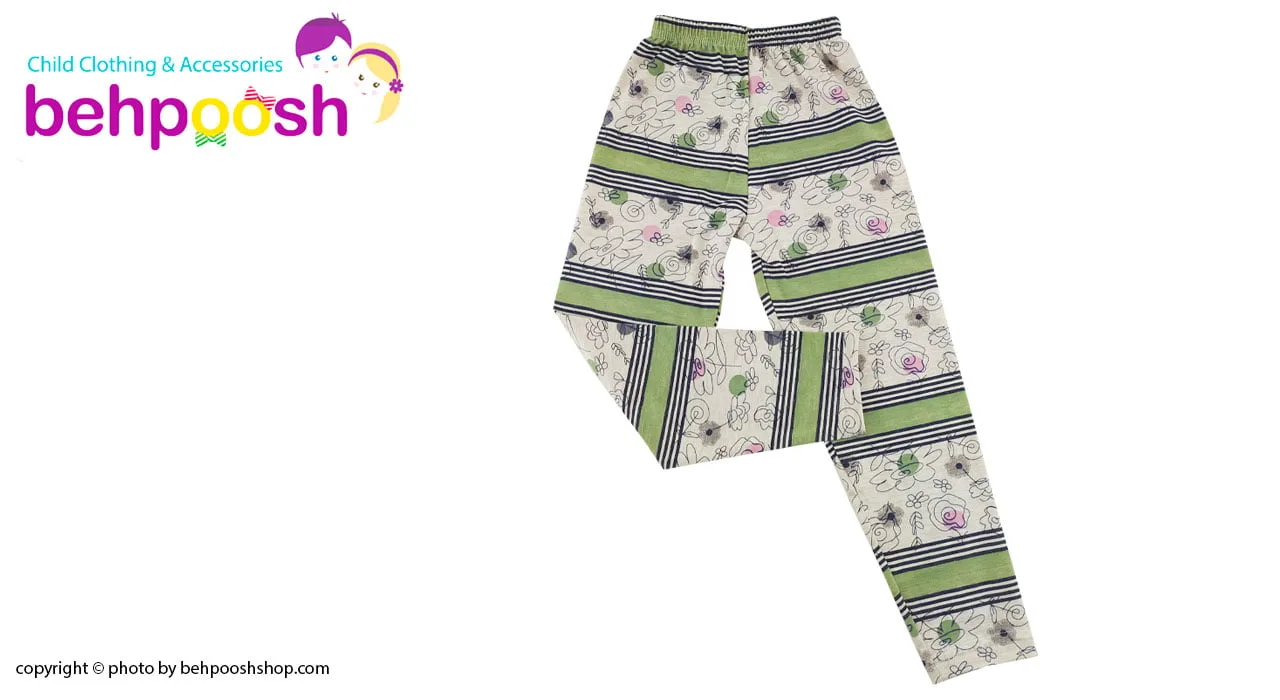 شلوار راحتی بچگانه طرح راه راه سبز 2 تا 8 سال