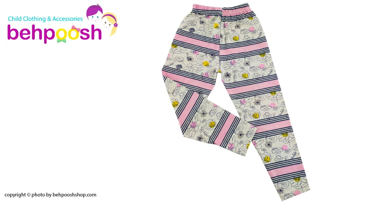 شلوار راحتی بچگانه طرح راه راه صورتی 2 تا 8 سال