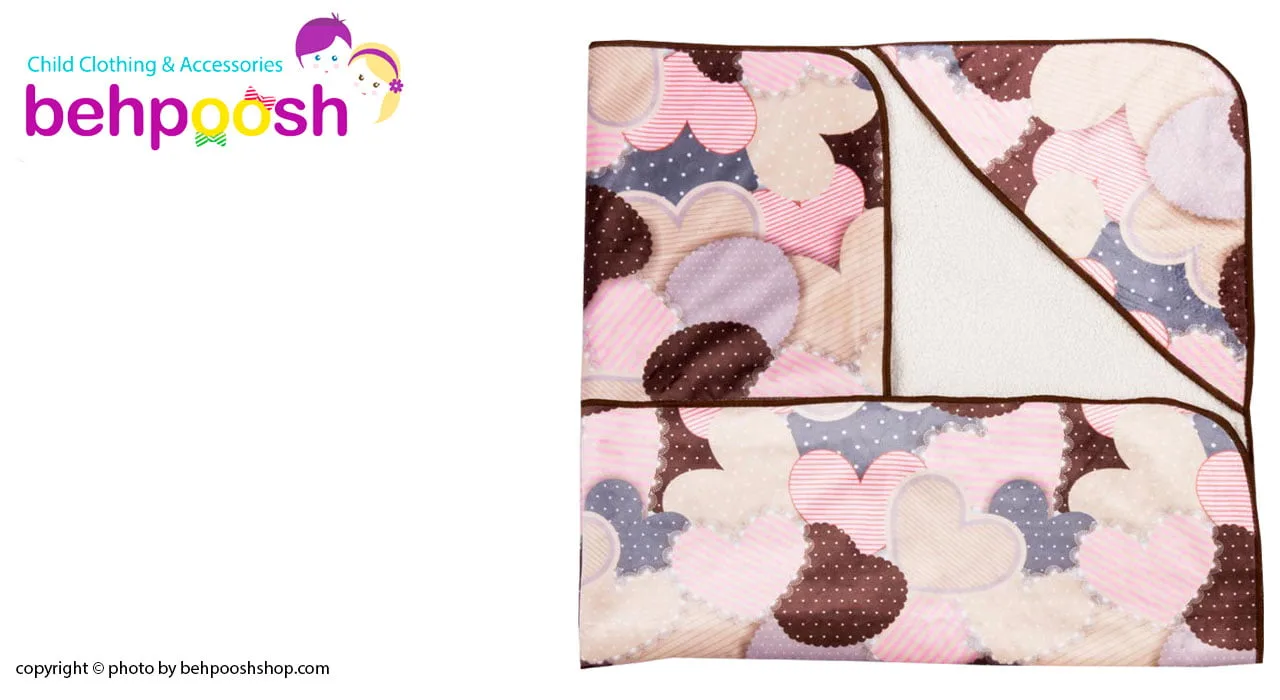 پتو دورپیچ کلاه دار قلب کرم قهوه ای رزبرن RoseBorn