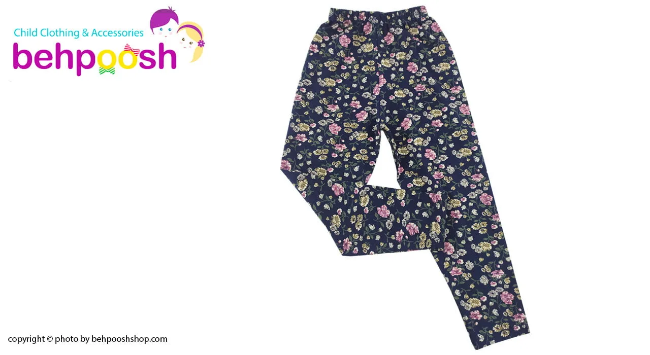 شلوار راحتی بچگانه طرح ریزگل 2 تا 8 سال سرمه ای