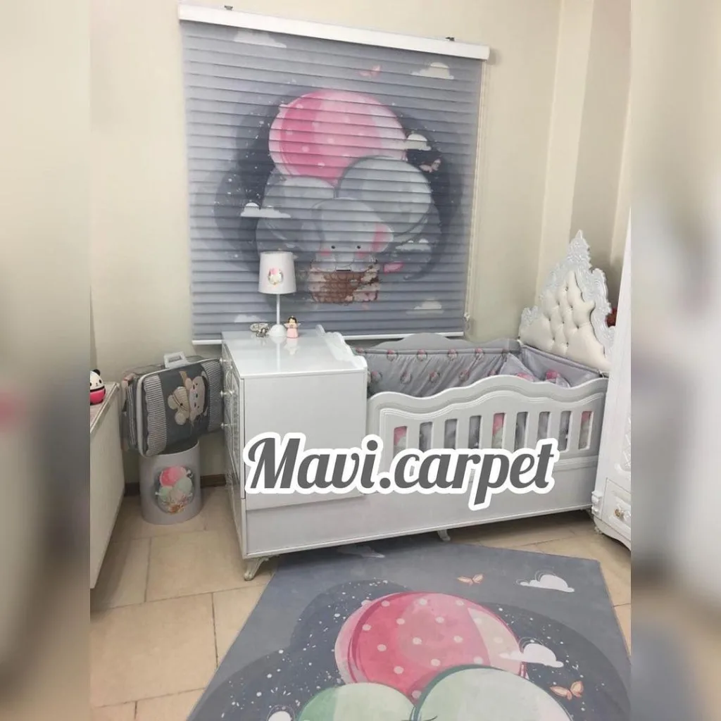 فرش اتاق کودک دخترانه طرح فیل طوسی ماوی كارپت Mavi Carpet