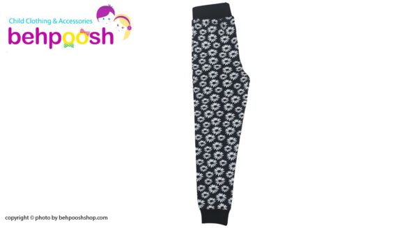 شلوار راحتی بچگانه گل گلی مشکی سفيد Mahdi