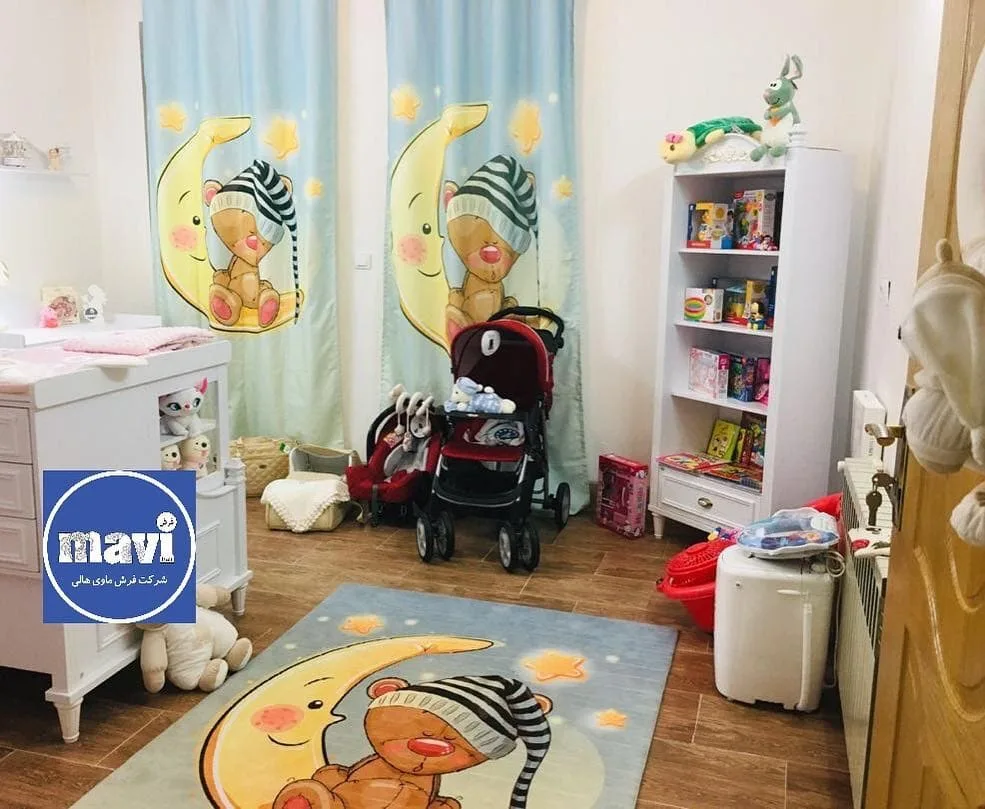 فرش اتاق کودک پسرانه خرس ماه ماوی كارپت Mavi Carpet