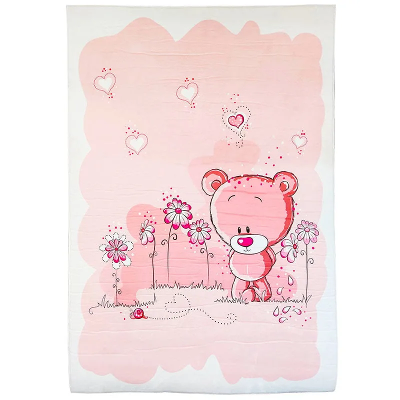 فرش اتاق کودک طرح خرس و گل ماوی كارپت Mavi Carpet