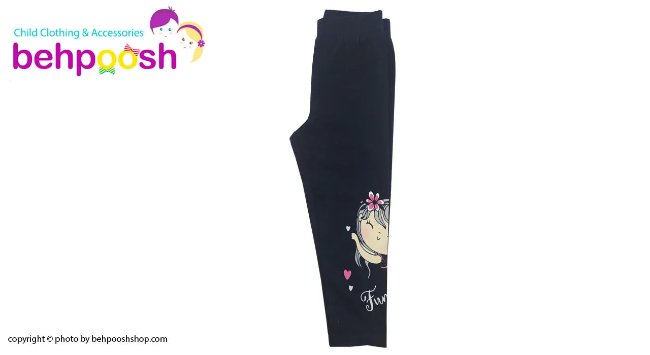 ست بلوز آستین بلند و شلوار دخترانه طرح دختر چتری صورتی