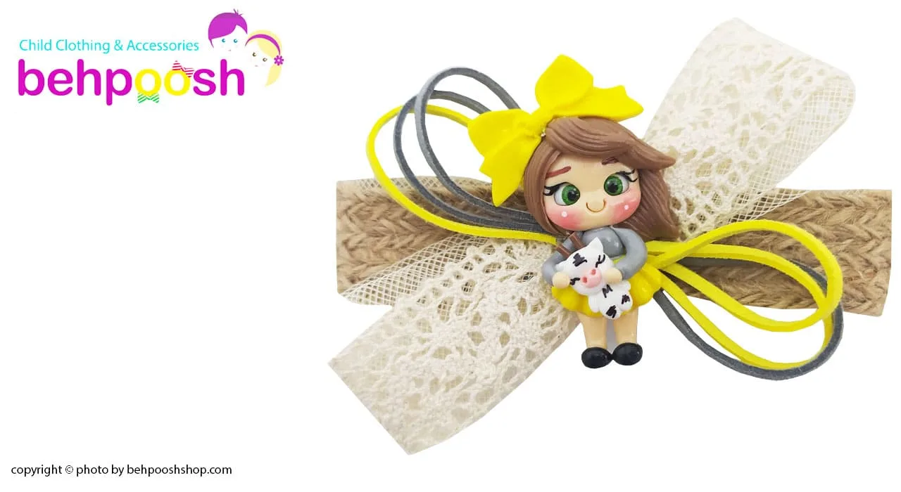 گیره سر بچگانه کنفی عروسک دار Perance hairbows