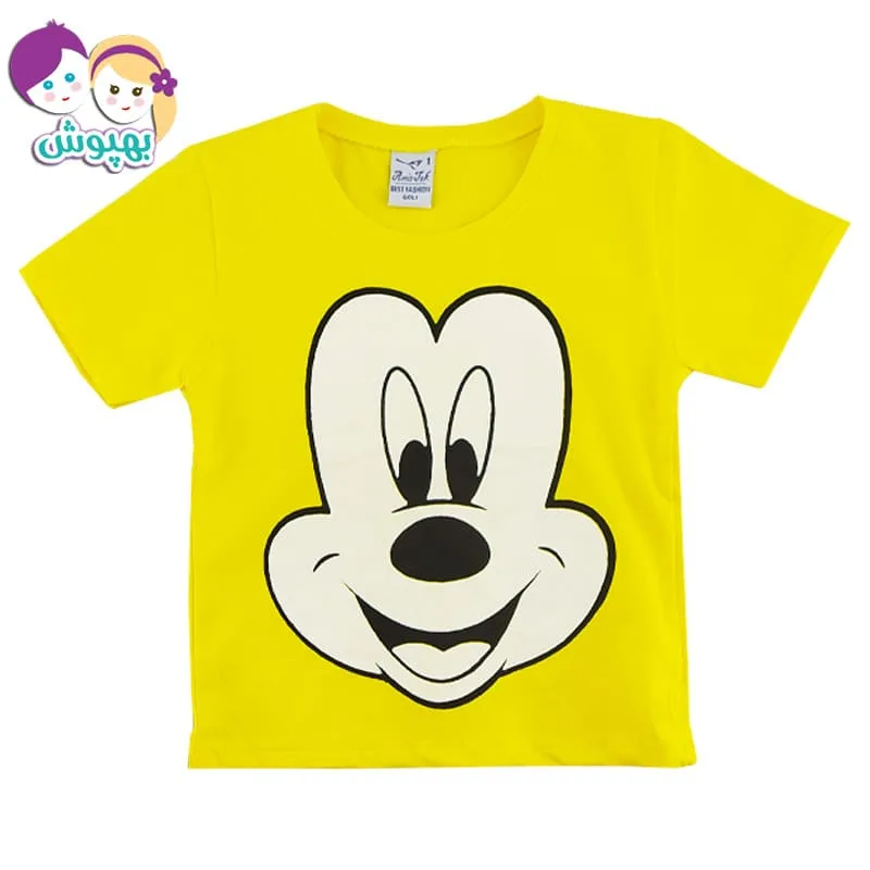 ست تیشرت شلوارک بچگانه میکی موس زرد Amirtak