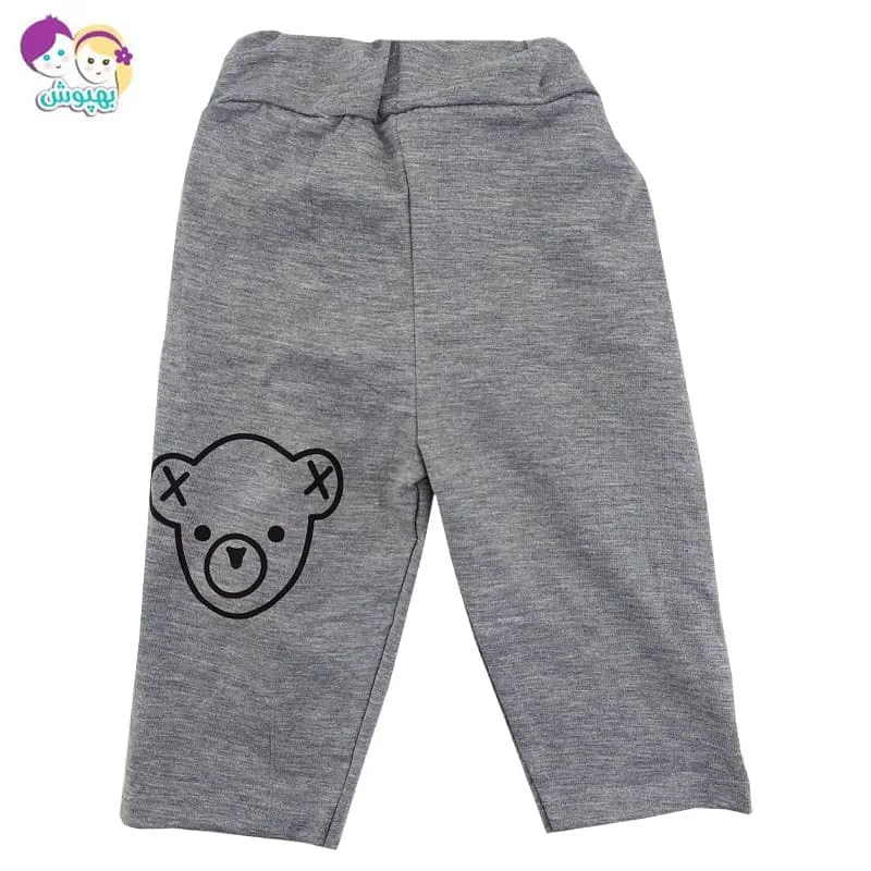 ست تیشرت شلوارک بچگانه رنگ زرد طرح خرس Amirtak