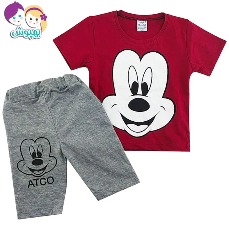 ست تیشرک شلوارک بچگانه طرح میکی موس Amirtak