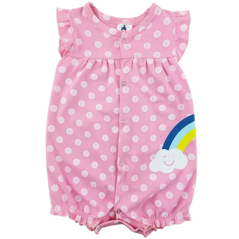 رامپر دخترانه طرح  رنگین کمان نخی آستین کوتاه  Baby gap