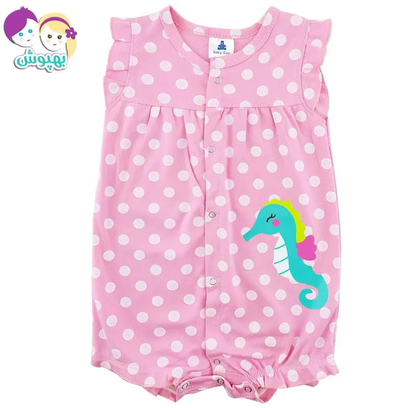 سرهم دخترانه (رامپر) نخی آستین کوتاه اسب آبی Anil