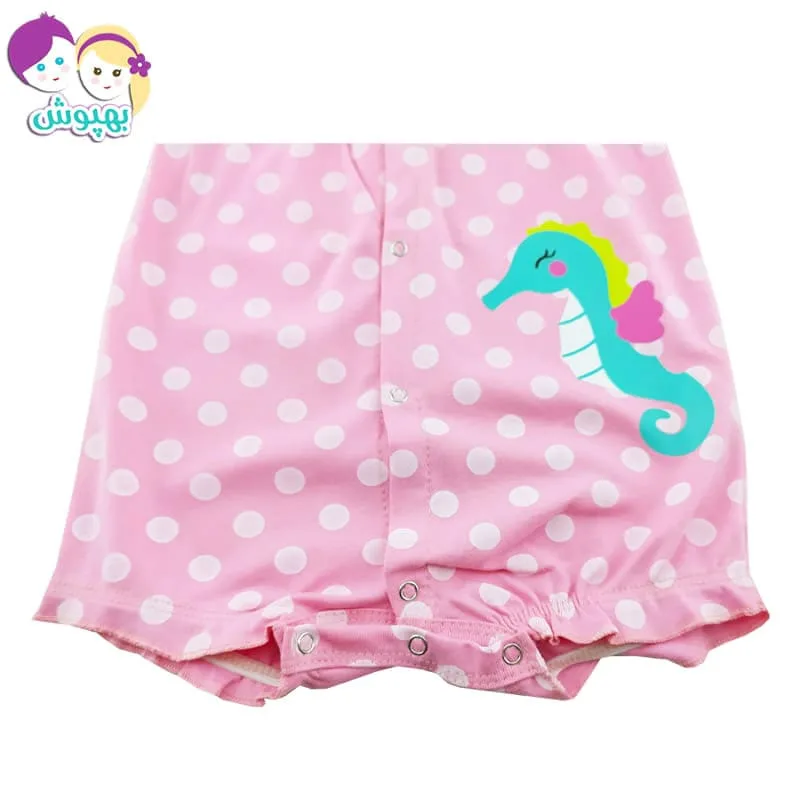 سرهم دخترانه (رامپر) نخی آستین کوتاه اسب آبی Anil