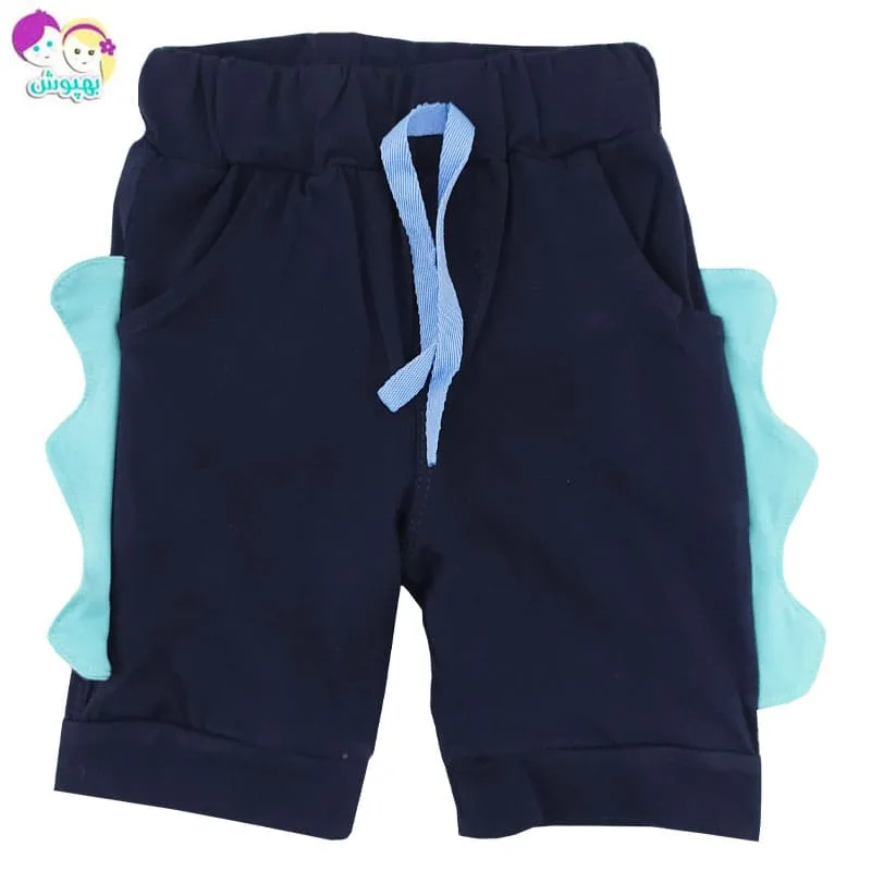 ست تیشرت شلوارک بچگانه رنگ فیروزه ای دایناسور پلیس Anil