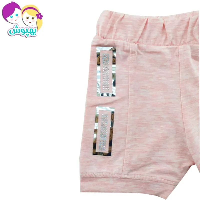 شورتک نخی دخترانه نگیندار صورتی Canix Kids