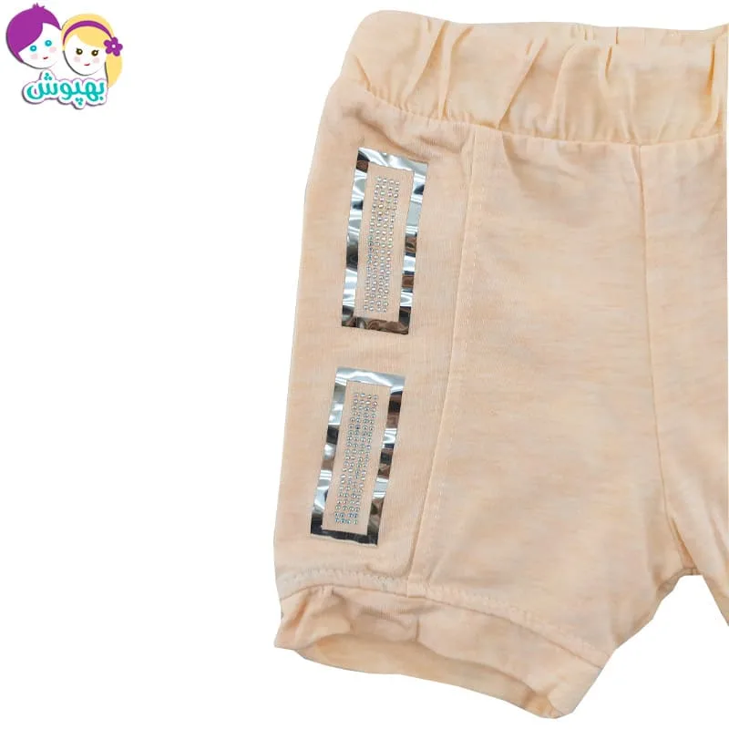 شورتک نخی دخترانه نگیندار گلبهی Canix Kids