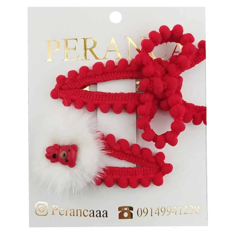 گیره سر دخترانه دوتایی طرح خرس Perance hairbows