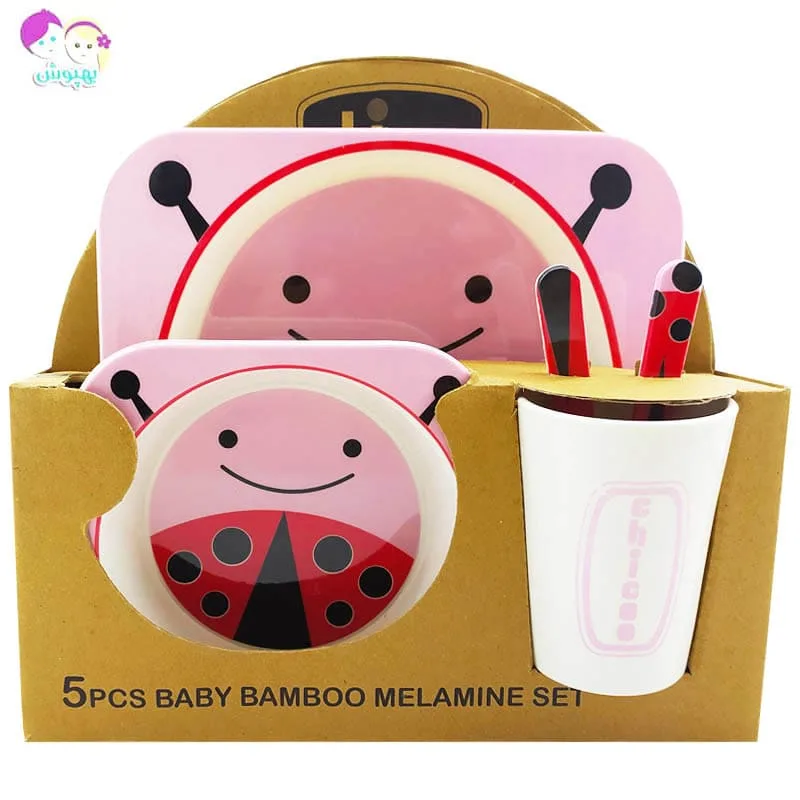 سرویس پنج تکه غذاخوری ملامین مربعی میمون چیکو Chicoo Baby