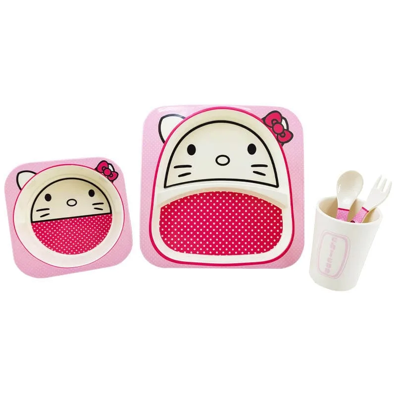 سرویس پنج تکه غذاخوری ملامین مربعی طرح کیتی چیکو Chicoo Baby