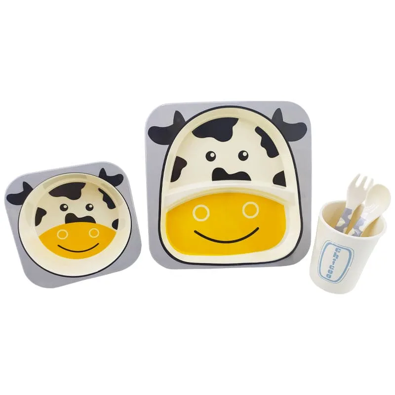 سرویس پنج تکه غذاخوری ملامین مربعی طرح گاو  چیکو Chicoo Baby