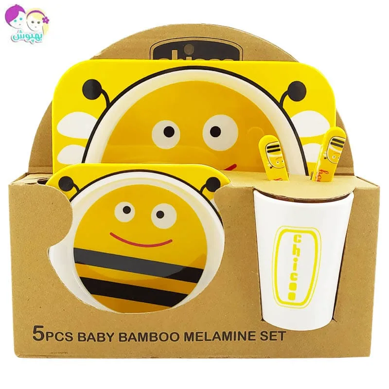 سرویس پنج تکه غذاخوری ملامین مربعی زنبور چیکو Chicoo Baby