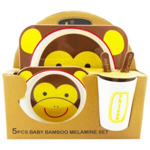 سرویس پنج تکه غذاخوری ملامین مربعی میمون چیکو Chicoo Baby