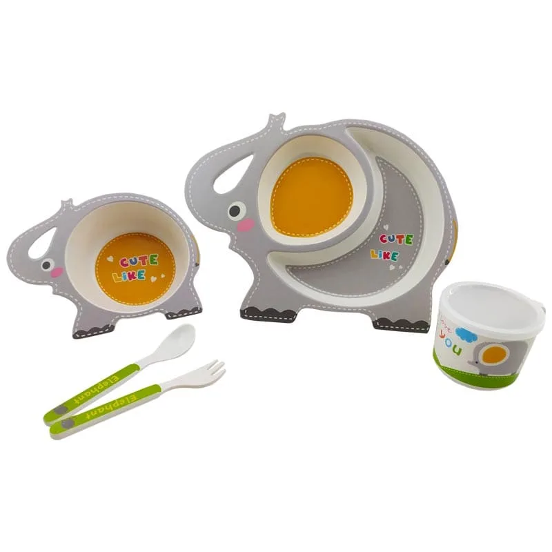 سرویس غذاخوری پنج تکه بامبو طرح فیل