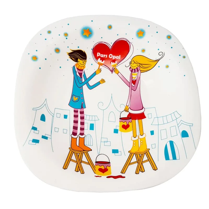 سرویس غذاخوری آرکوپال چهارگوش طرح دختر تاب سوار پارس اوپال