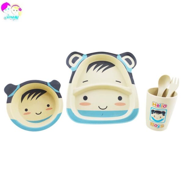 سرویس غذاخوری پنج تکه بامبو طرح حیوانات Coco