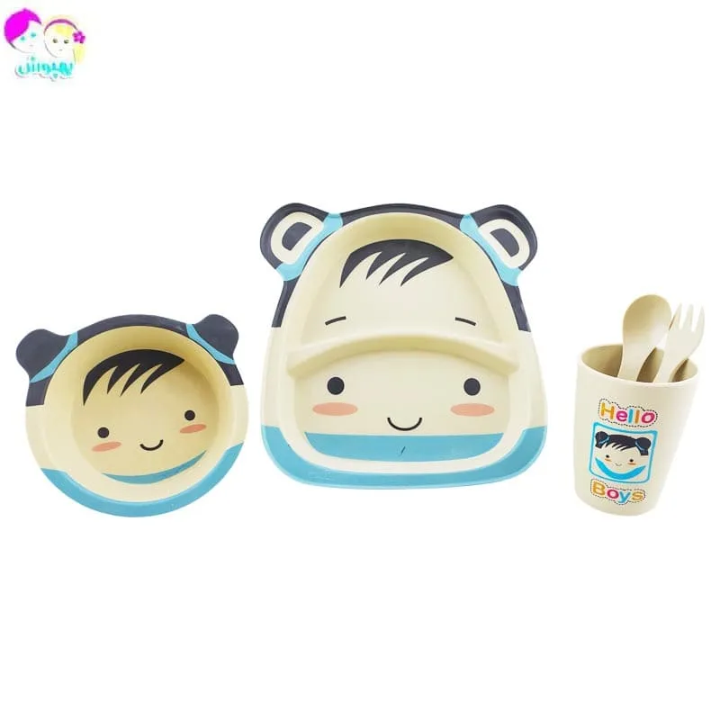 سرویس غذاخوری پنج تکه بامبو طرح حیوانات Coco