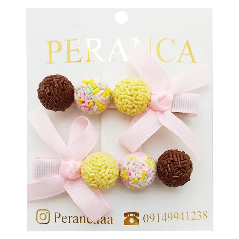 گیره سر دخترانه شکلات توپی Perance hairbows