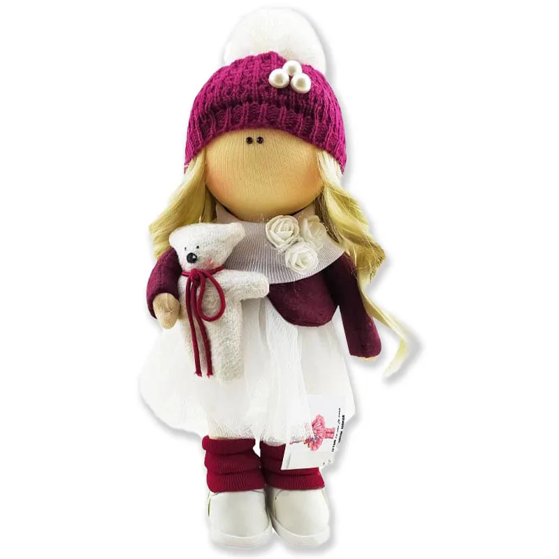 عروسک روسی دخترانه بافت تک پوم خرس دار Tanha