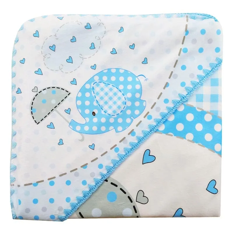 پتو مخمل کلاه دار طرح فیل و قلب Joniors