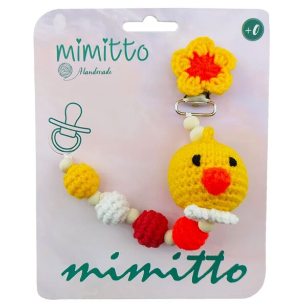 بند پستانک عروسکی بافت زرد Mimitto