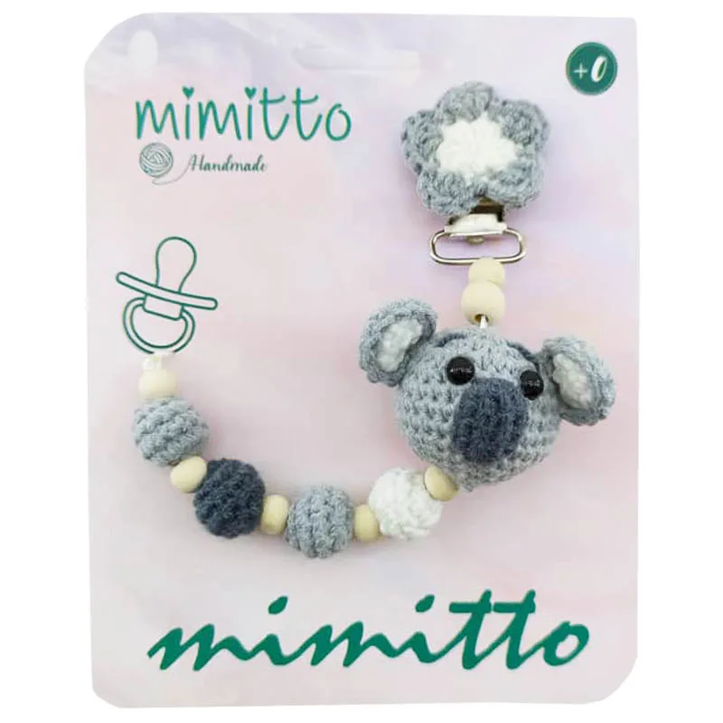 بند پستانک عروسکی بافت طوسی Mimitto