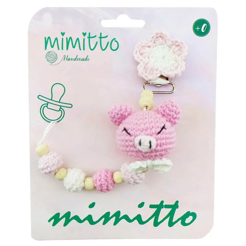 بند پستانک عروسکی بافت طوسی Mimitto