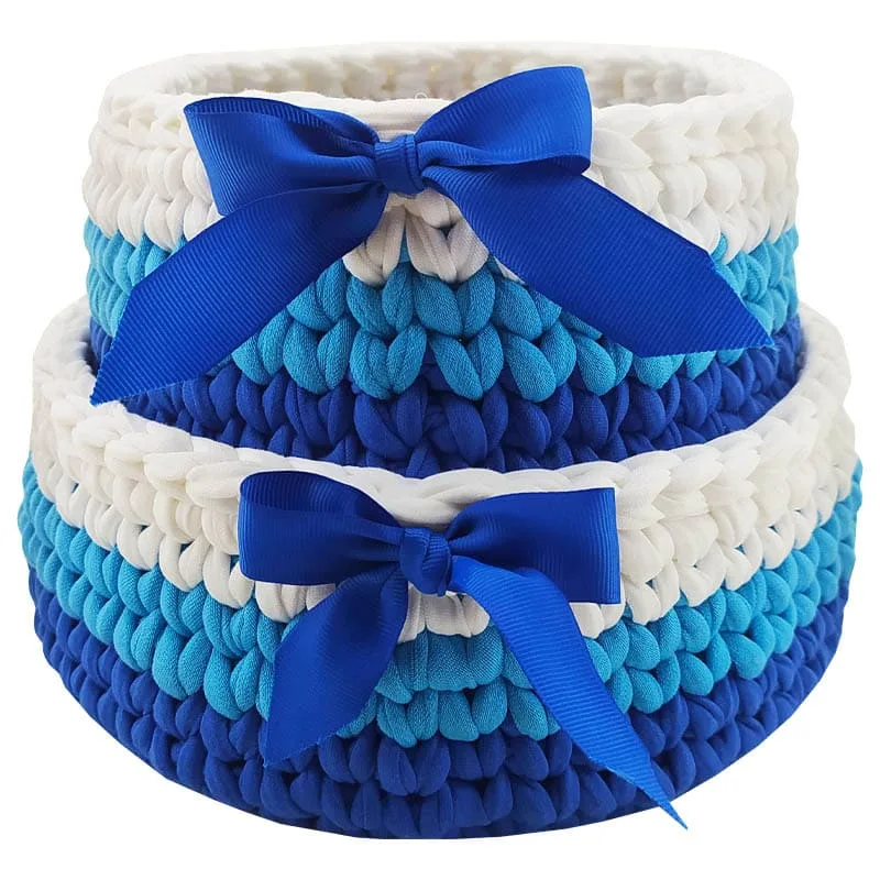 سبد تریکو دوتایی پاپیون دار سرمه ای