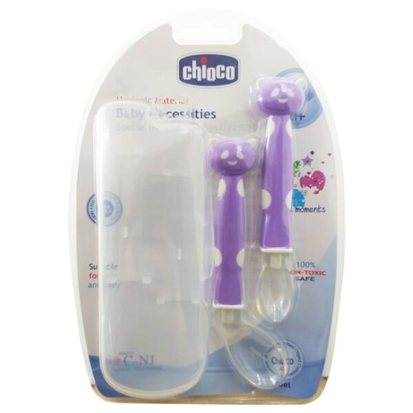 قاشق سرسیلیکونی دوعددی قاب دار خرس خالدار Chioco