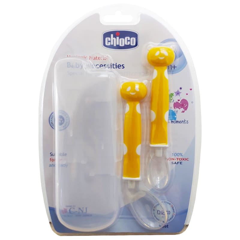 قاشق سرسیلیکونی دوعددی قاب دار خرس خالدار Chioco